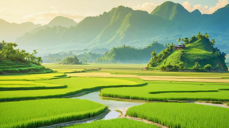 vietnamese countryside 4k wallpaper limestone mountains emerald rice paddies scaled
