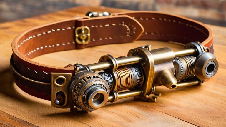 vintage brass steampunk arm cannon 4k wallpaper scaled