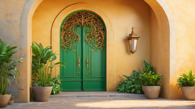 vintage doorway courtyard 4k wallpaper scaled