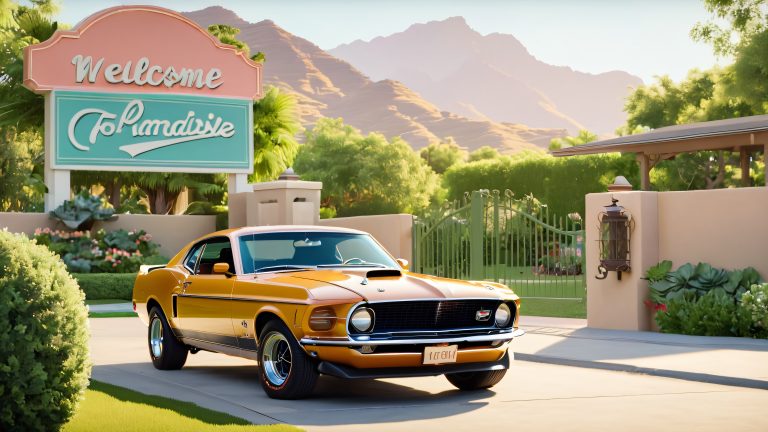 vintage ford mustang mach 1 retro paradise valley wallpaper scaled