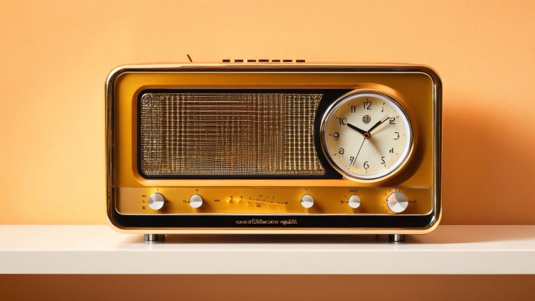 vintage ge clock radio 4k retro wallpaper scaled