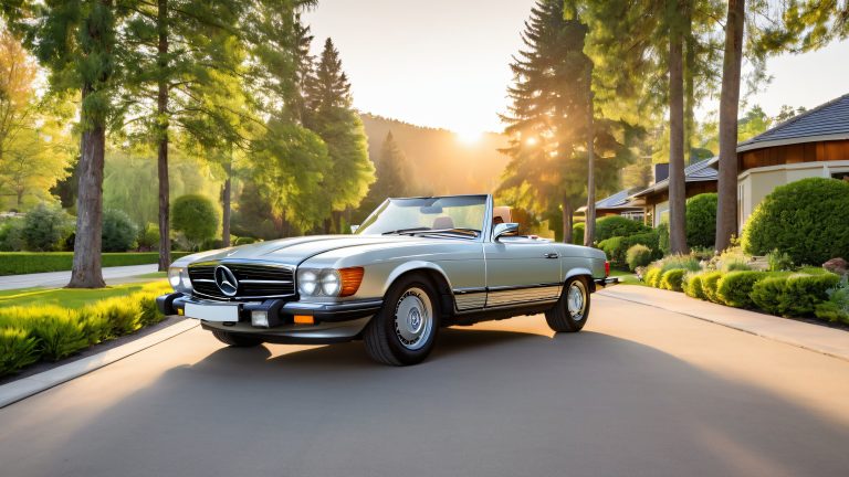 vintage mercedes benz 450sl roadster 4k wallpaper golden hour luxury scaled