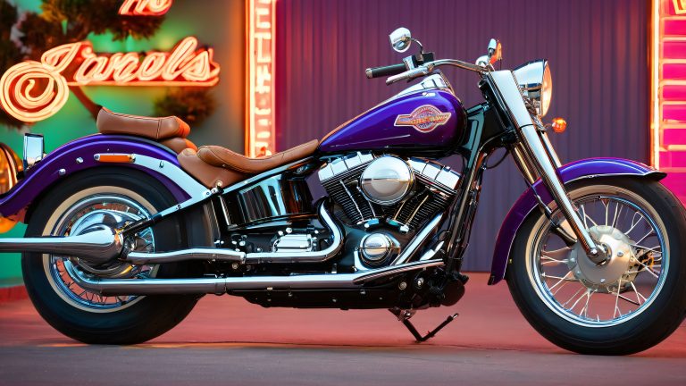 vintage motorbike wallpaper retro harley davidson fat boy with neon twist scaled