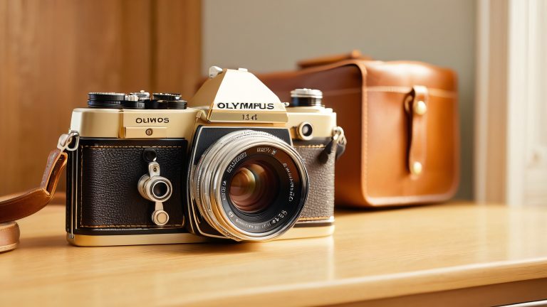 vintage olympus om10 camera film roll 4k wallpaper scaled