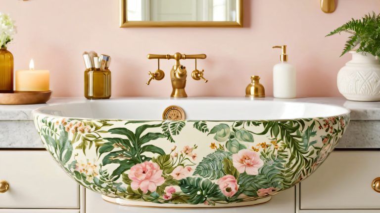 vintage porcelain sink whimsical 4k wallpaper scaled