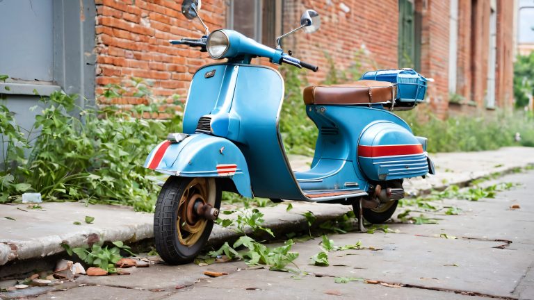 vintage scooter urban decay 4k wallpaper scaled