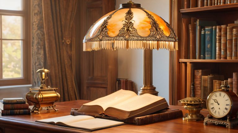 vintage steampunk study wallpaper copper lamp clockwork gears scaled