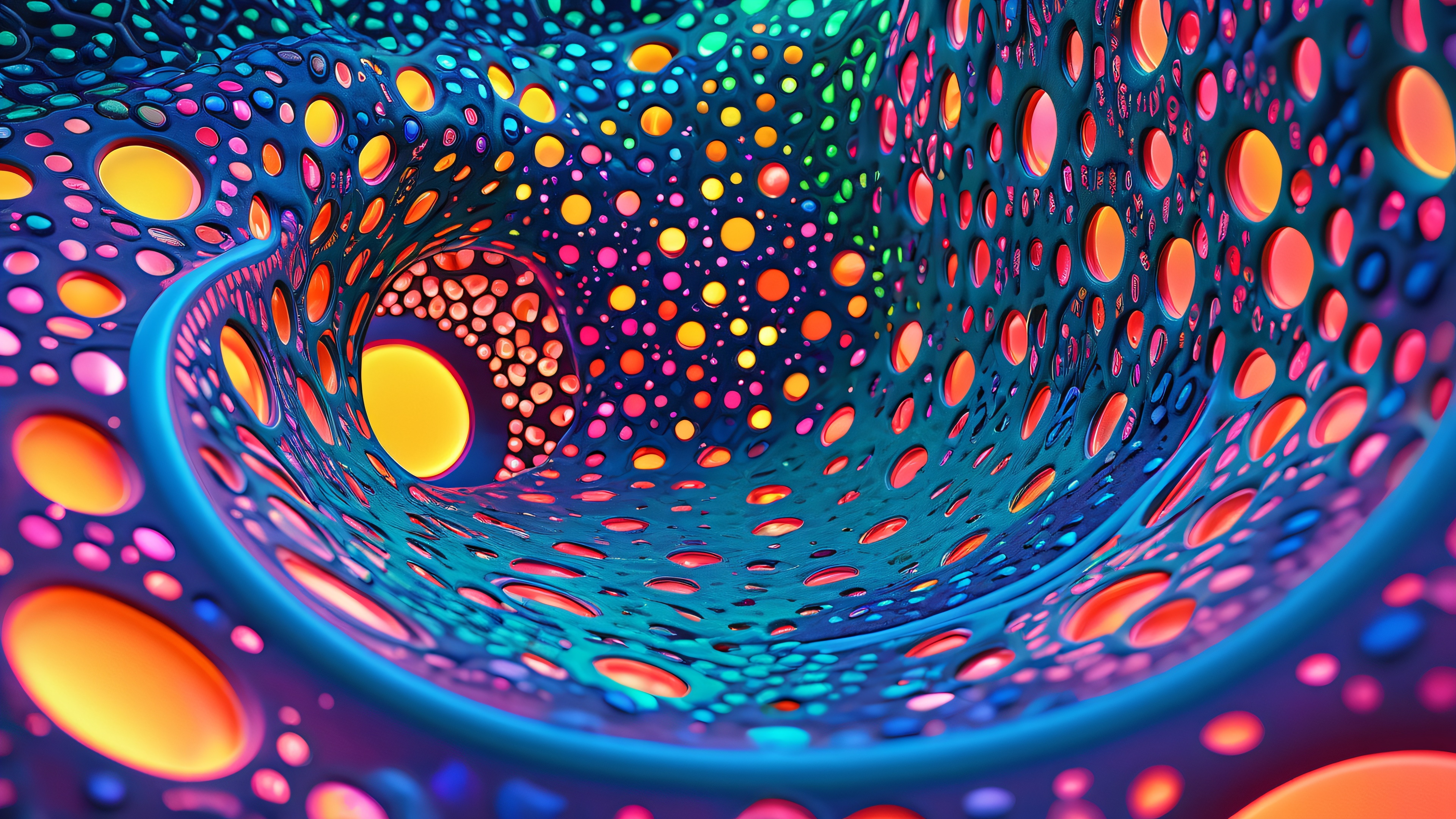 A futuristic laboratory setting with glowing Voronoi diagrams and precision instruments.