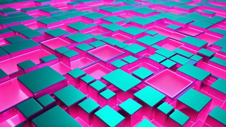 voxel grids futuristic digital landscape 4k wallpaper scaled