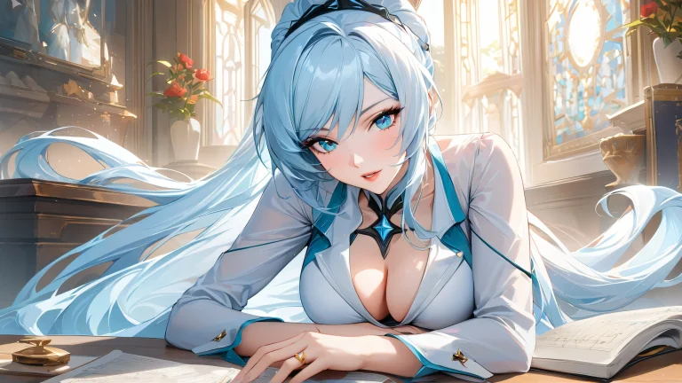 Highly detailed portrait of Weiss Schnee from the anime series My Hero Academia.