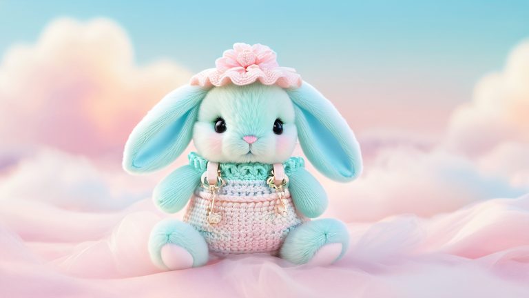 whimsical amigurumi bunny bag charm 4k wallpaper scaled