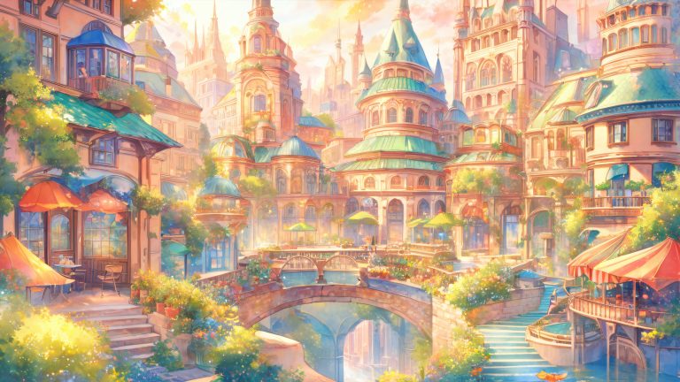 whimsical cityscape 4k wallpaper desktop enchantment scaled