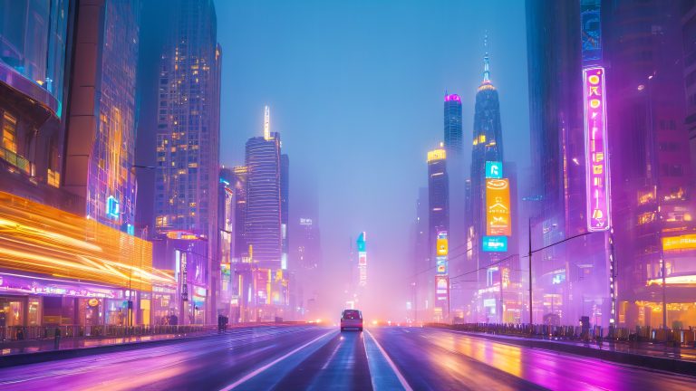 whimsical cityscape at dusk 4k wallpaper scaled