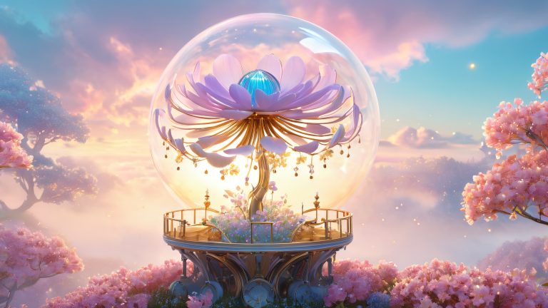 whimsical clockwork flower wallpaper 4k desktop background scaled