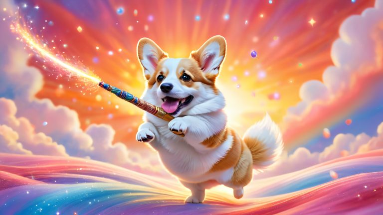 whimsical corgi conductor 4k fantasy wallpaper scaled