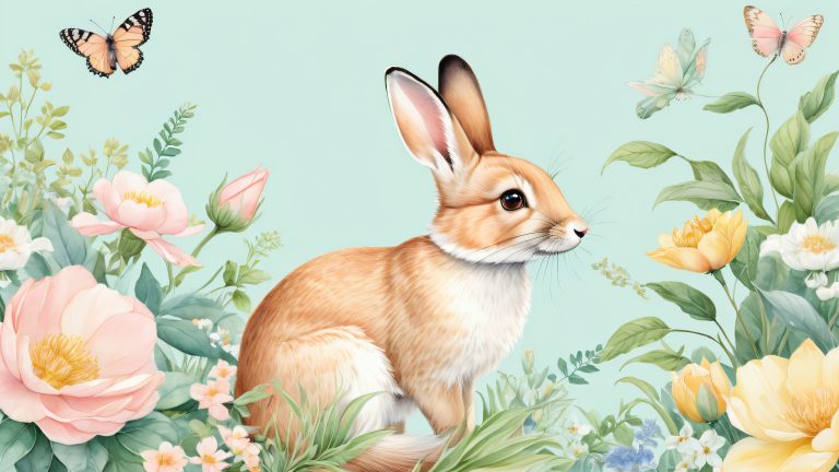 whimsical creatures pastel florals wallpaper scaled