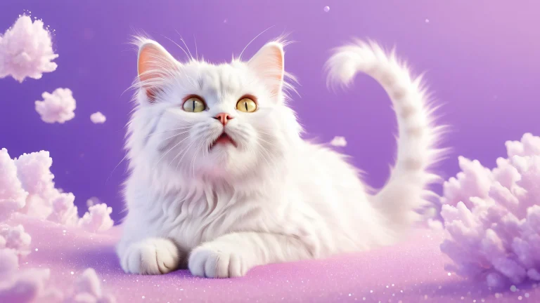A majestic cat in a dreamlike, foamy atmosphere, perfect for desktop/pc use.