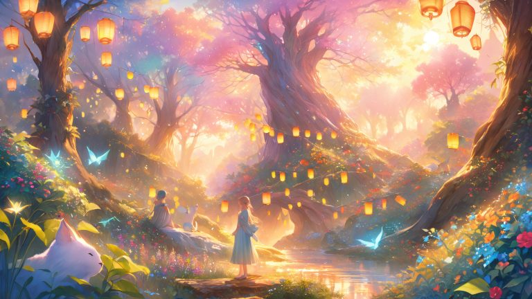 whimsical forest picnic 4k wallpaper scaled