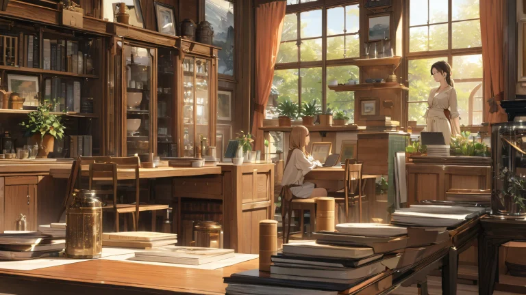 A beautifully illustrated scene of women in a soft, warm environment.