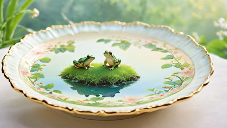 whimsical japanese style dinnerware wallpaper toads scaled