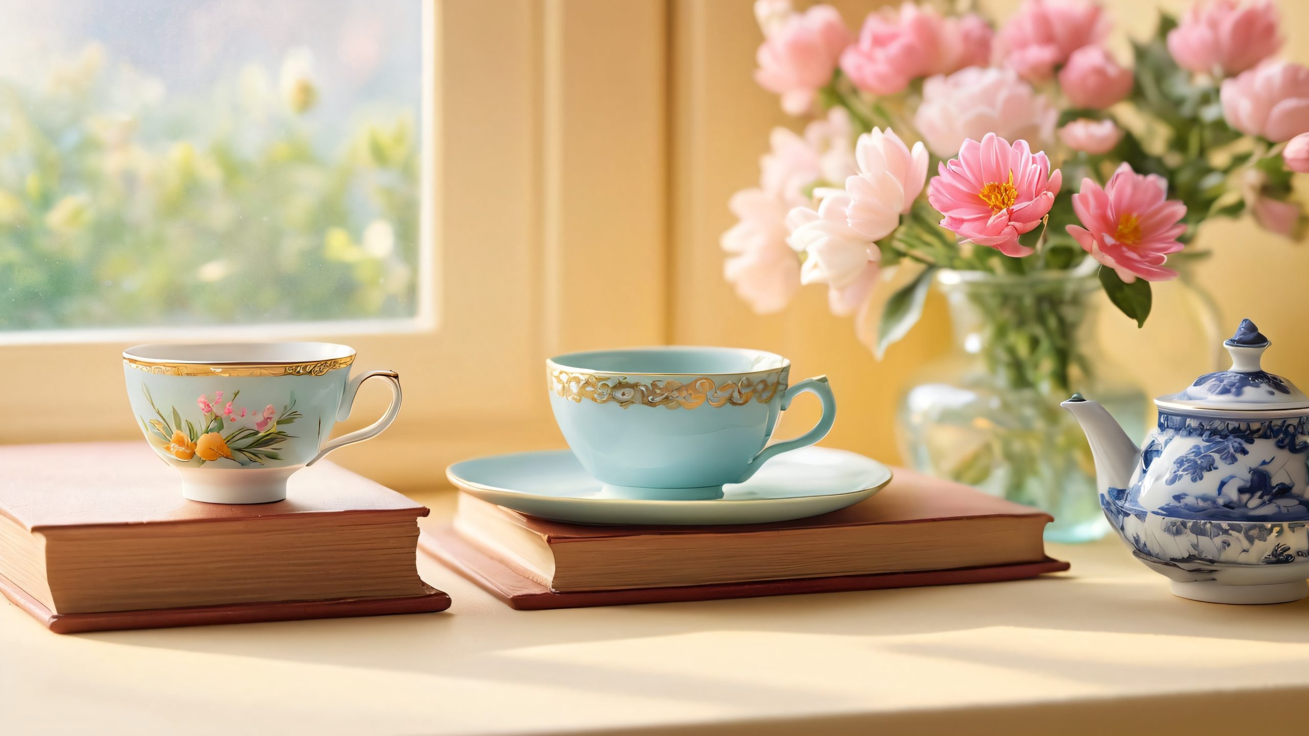 Delicate, hand-painted miniature scenes of everyday objects and activities, set against soft, blurred backgrounds, for desktop/PC