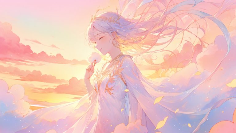 whimsical spirit wallpaper sunset dreamscape high quality illustration scaled