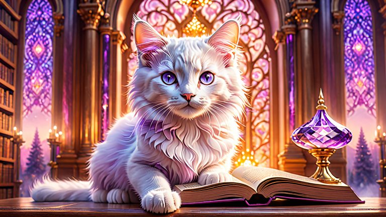whimsy majestic kitty library wallpaper scaled
