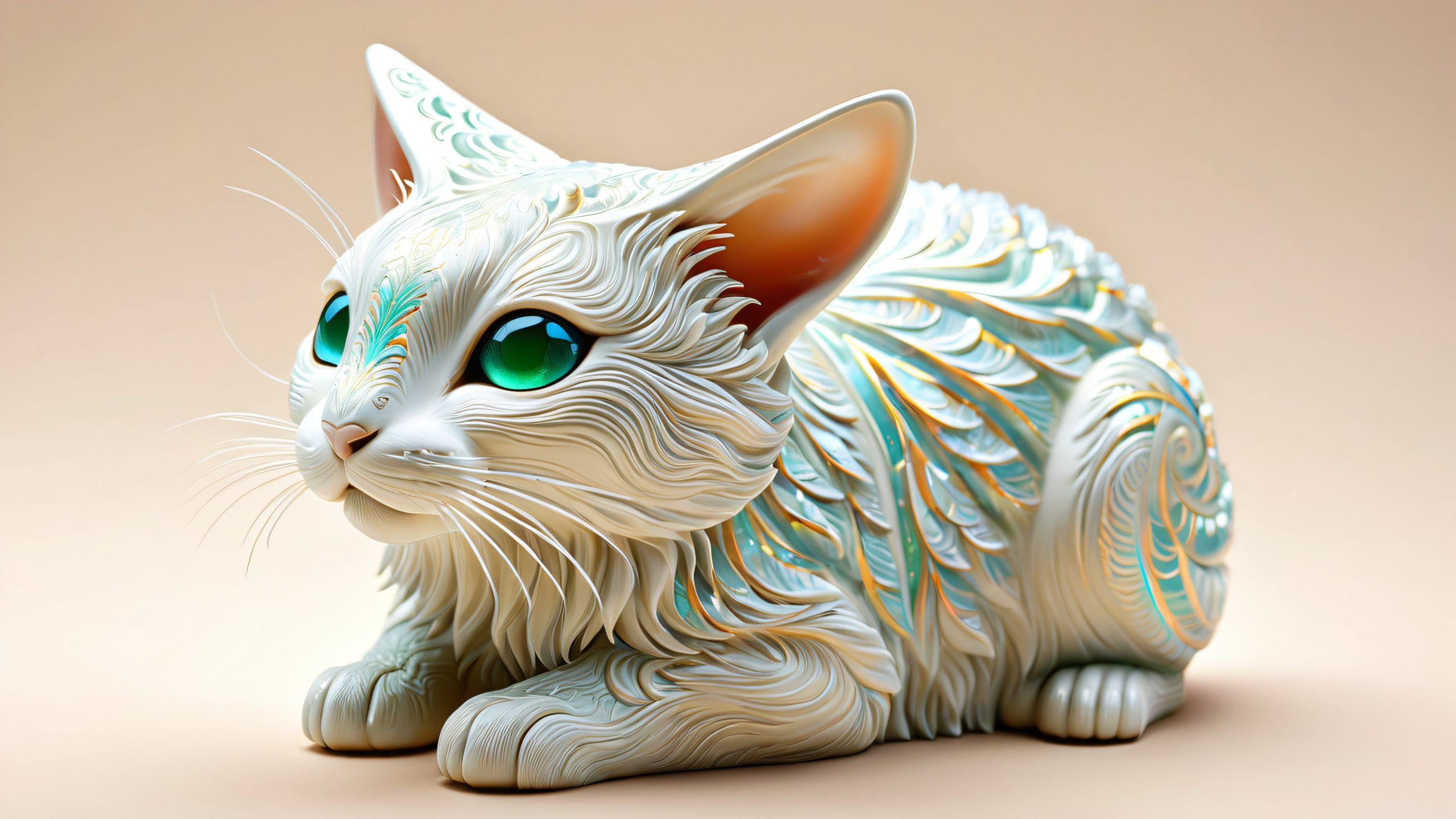 A majestic, intricately sculpted creature in a mystical clearing, suitable for desktop use, for PC or desktop computer