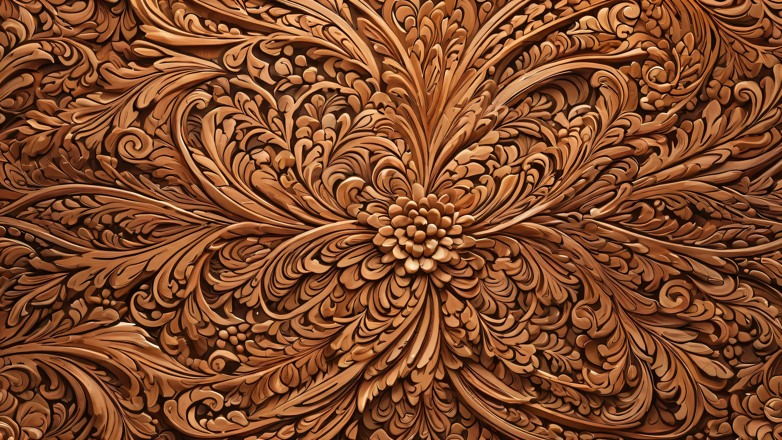 Whispering Forest Realms 4K UHD Wallpaper A serene fantasy landscape with intricate linework and earthy tones