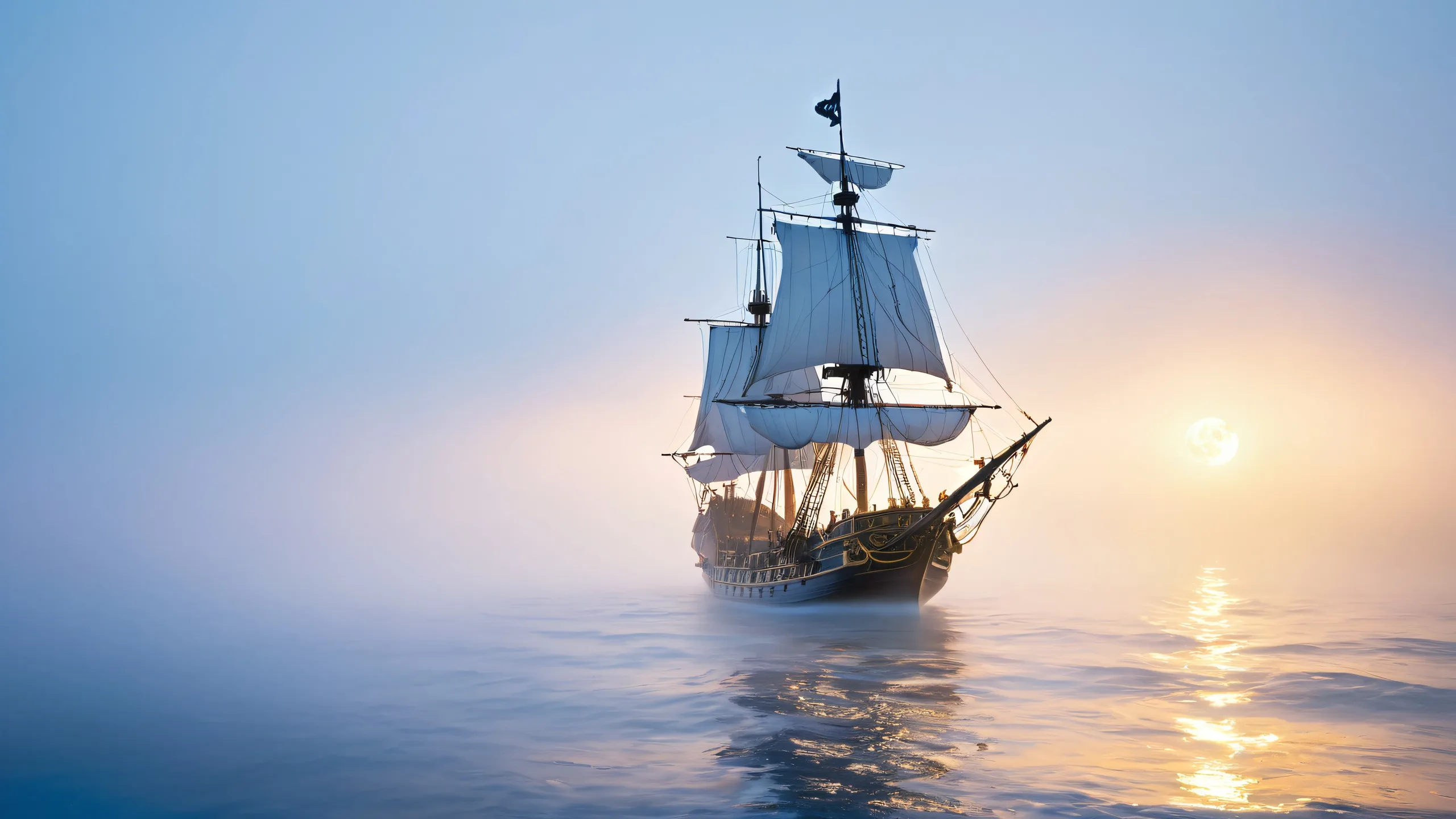 Aesthetic Whispering Pirate Secrets Background A mystical pirate with a lantern, surrounded by misty fog, perfect for desktop/pc backgrounds.