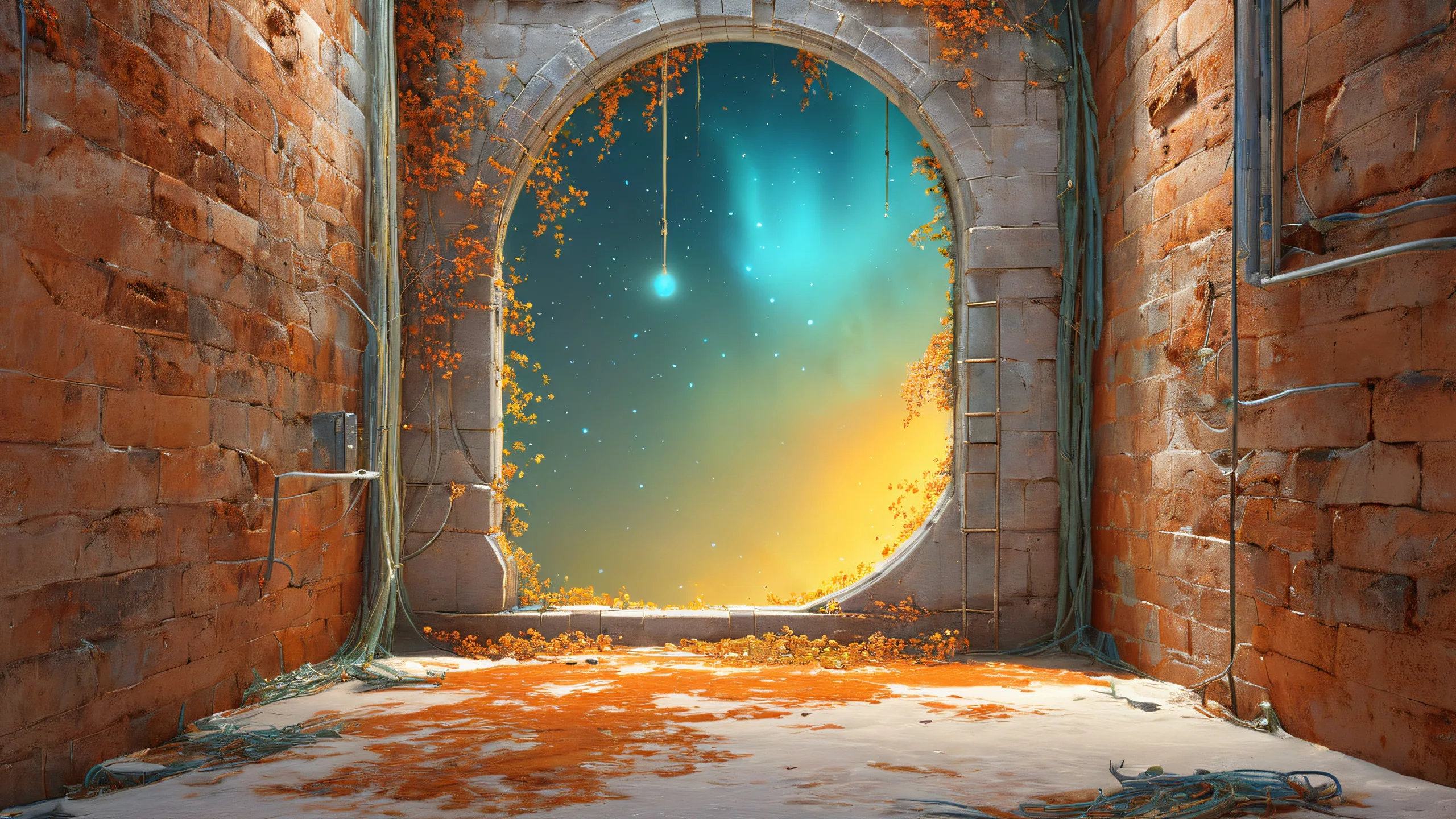 Whispers from the Abyss Aesthetic PC Wallpaper Mystical portal unfolding in an abandoned backroom with eerie luminescence and forgotten secrets. Desktop/PC wallpaper.