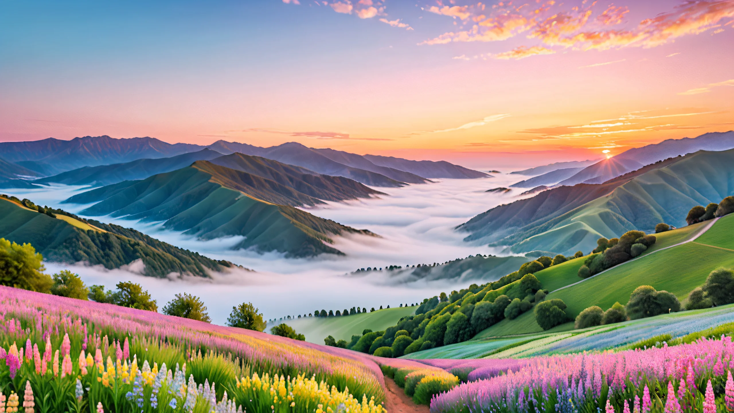 A soft and dreamy abstract artwork featuring pastel hues and earthy tones.