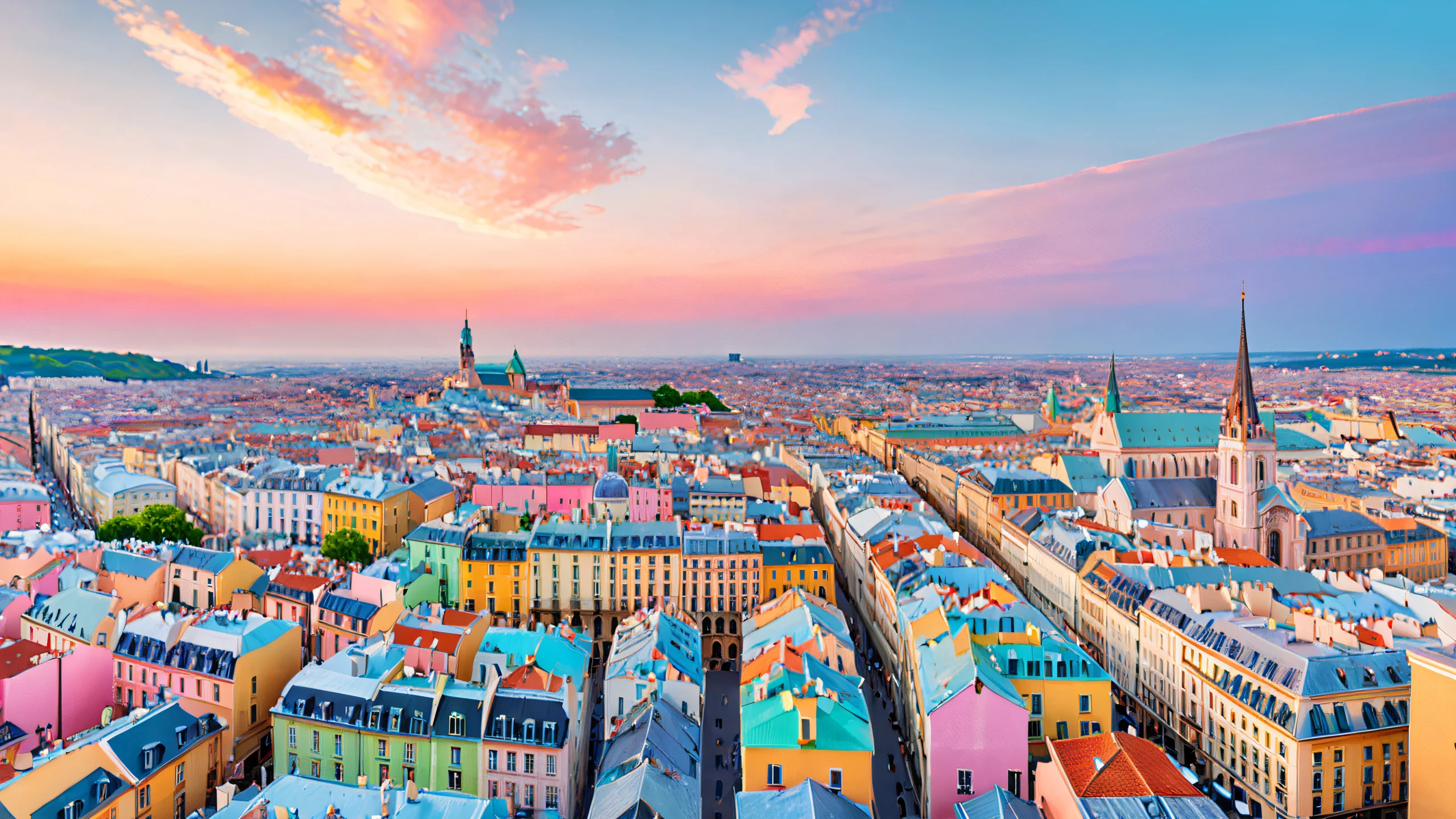 Whispers in Sunset 4K UHD Wallpaper A soft pastel landscape with earthy tones, featuring a serene sunset scene.