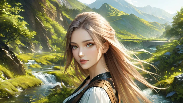 A group of women surrounded by a serene natural sky with shades of blue and green