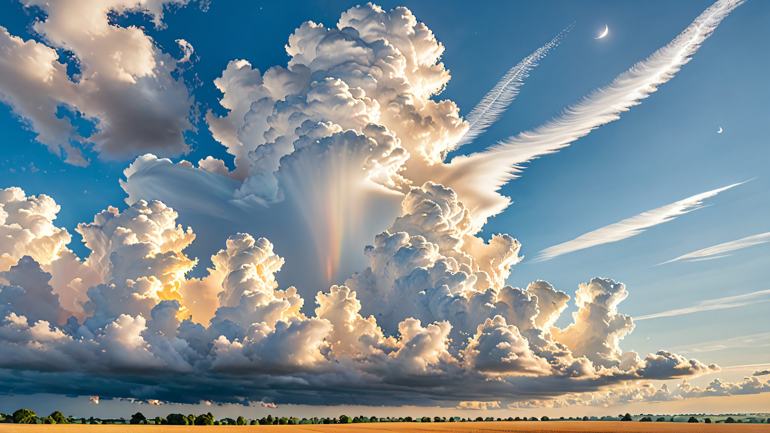 Abstract desktop wallpaper featuring a dreamlike cloud formation on a serene, idyllic landscape, perfect for a PC or Desktop.