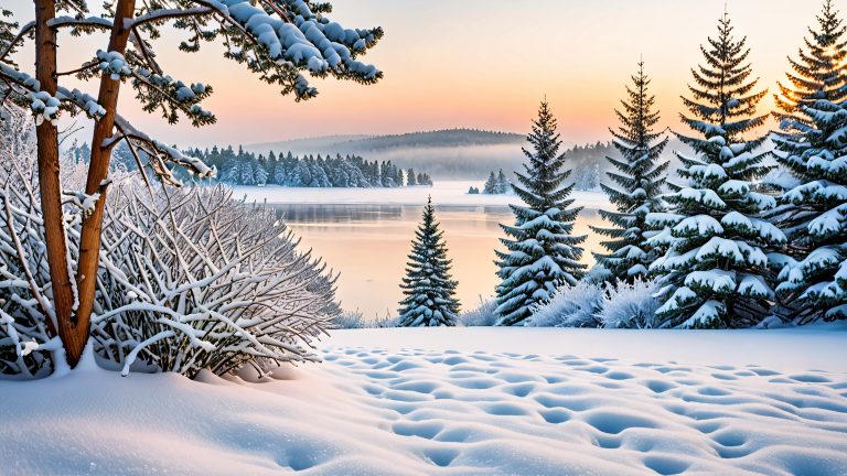 winter wonderland snowy shrubs wallpaper scaled