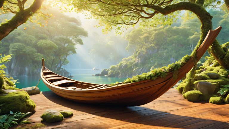 wooden boat 4k wallpaper fantasy scene scaled