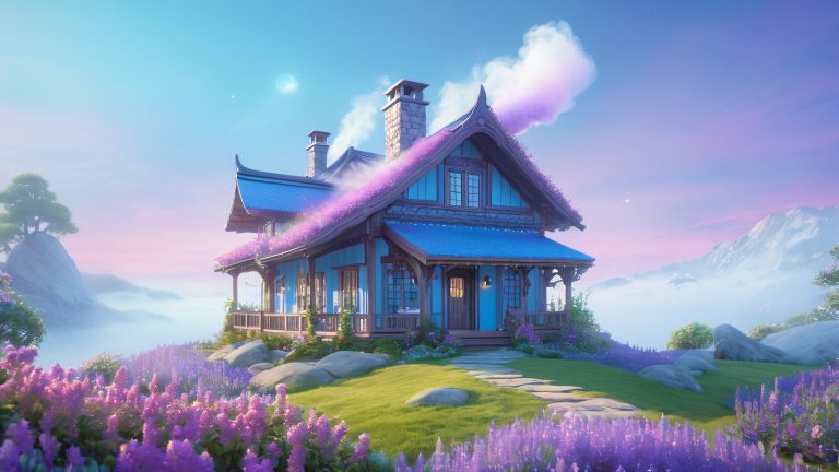 wooden house misty island 4k wallpaper scaled