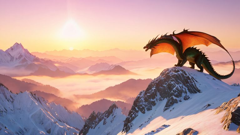 wyverian dragon majestic obsidian scales at dawn 4k desktop background scaled