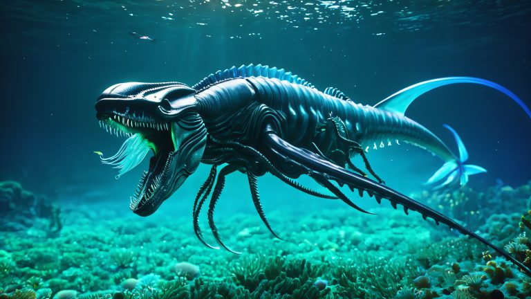 xenomorph queen emerges from ocean floor wallpaper scaled