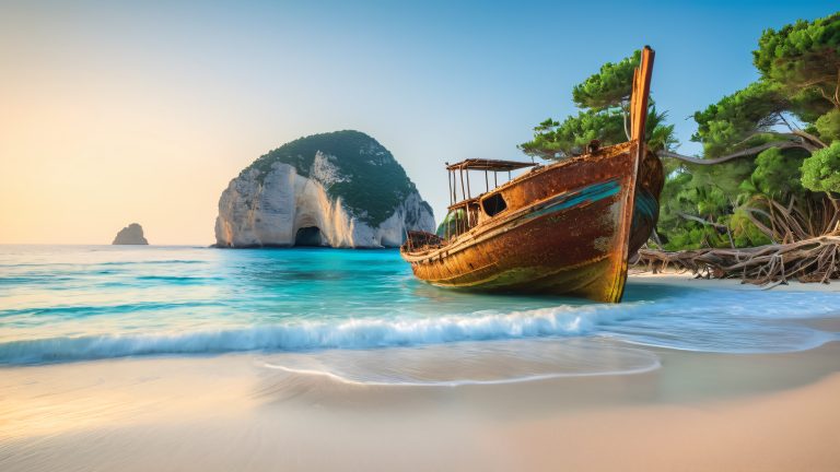 Zakynthos-Insel mondbeschienene Bucht 4K-Hintergrundbild skaliert