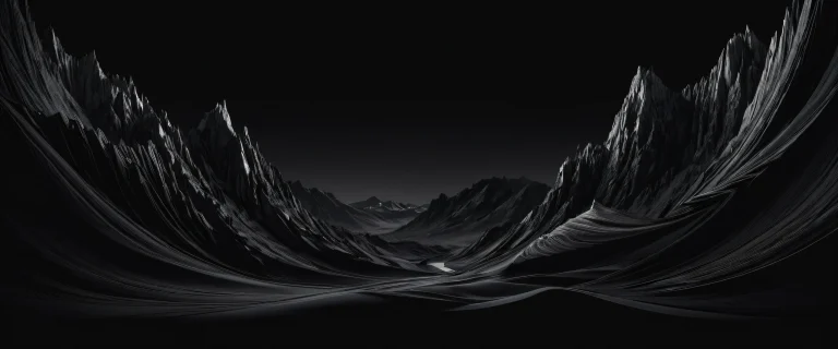 Breathtaking dark mode desktop scene of a vast void with deep blacks and luminescent accents for Desktop/PC