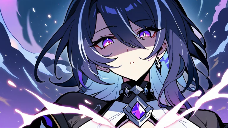 Girl looking at viewer in a perfectly clean vast pure void with an extreme depth of field against a beautiful sky with bright and airy cinematic lighting suitable for Desktop/PC