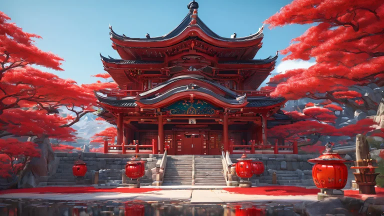 A serene and majestic desktop wallpaper featuring AKA-ONI in a vast, pur vide sur un ordinateur de bureau/PC.