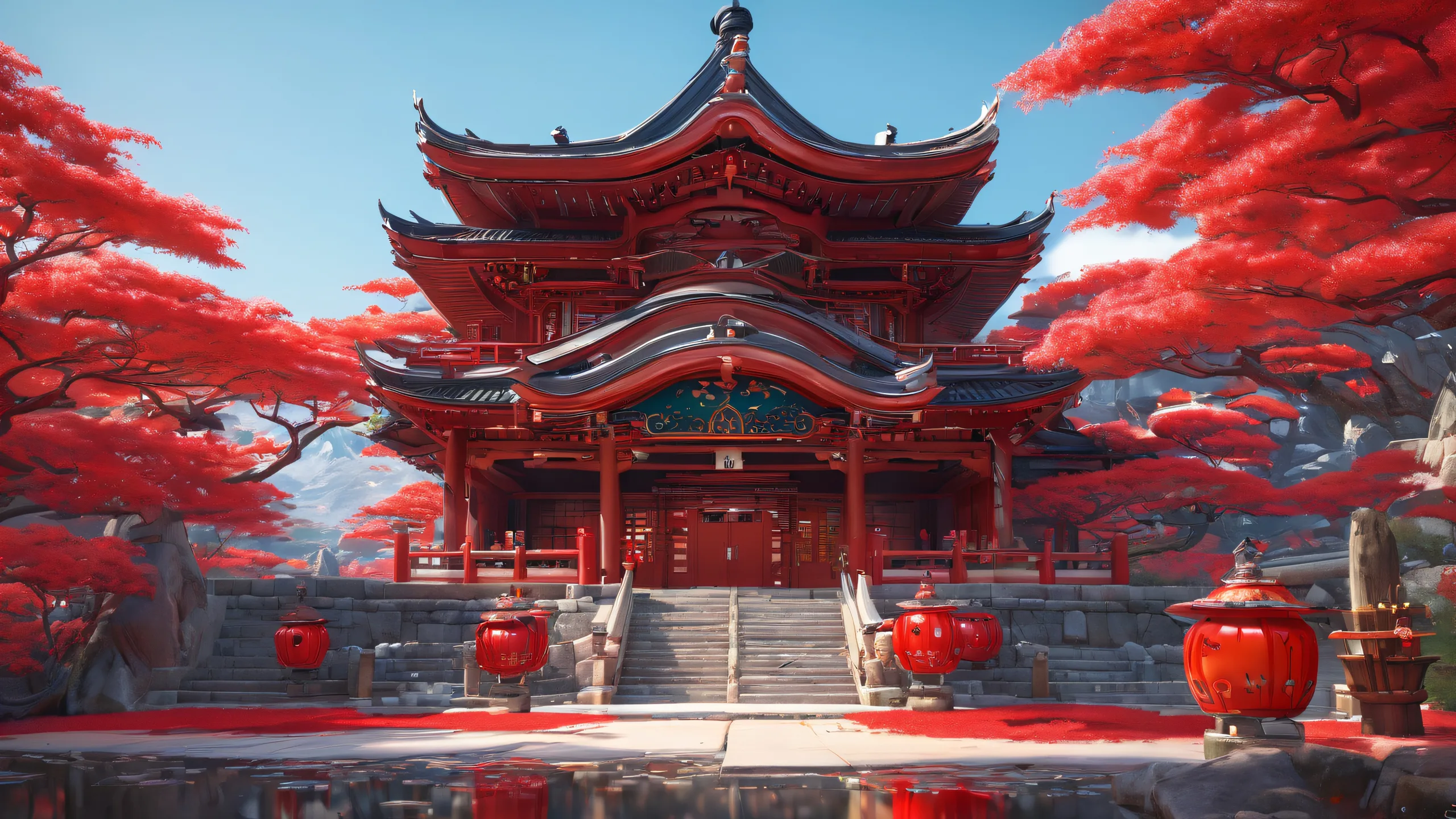 A serene and majestic desktop wallpaper featuring AKA-ONI in a vast, pure void on a Desktop/PC.