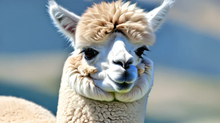 A serene alpaca surrounded by a vast pure void on a desktop/pc screen.