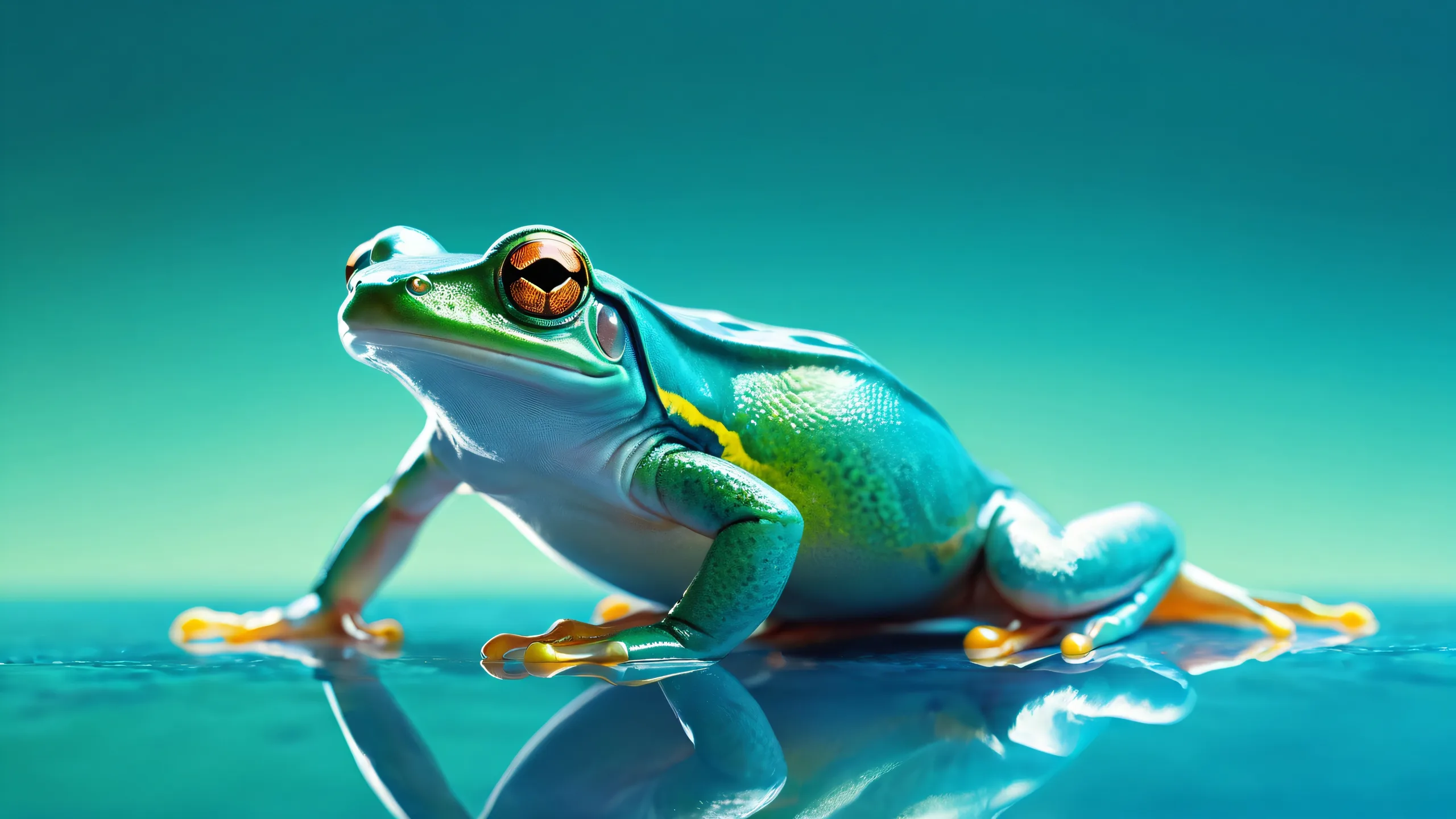 A mesmerizing desktop wallpaper of Amphibian set against a vast, pure void, perfectly suited for your Desktop/PC.