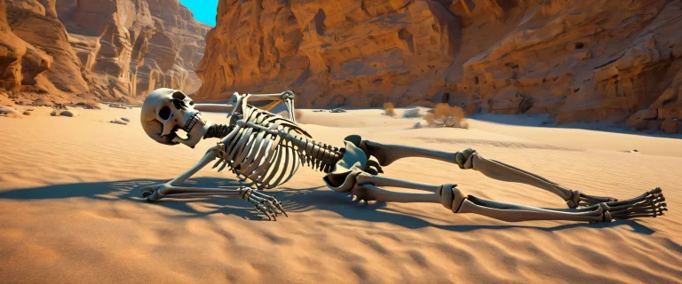 A breathtaking desktop wallpaper featuring an ancient skeleton amidst a vast, pure void. Perfectly suited for your PC or Desktop.