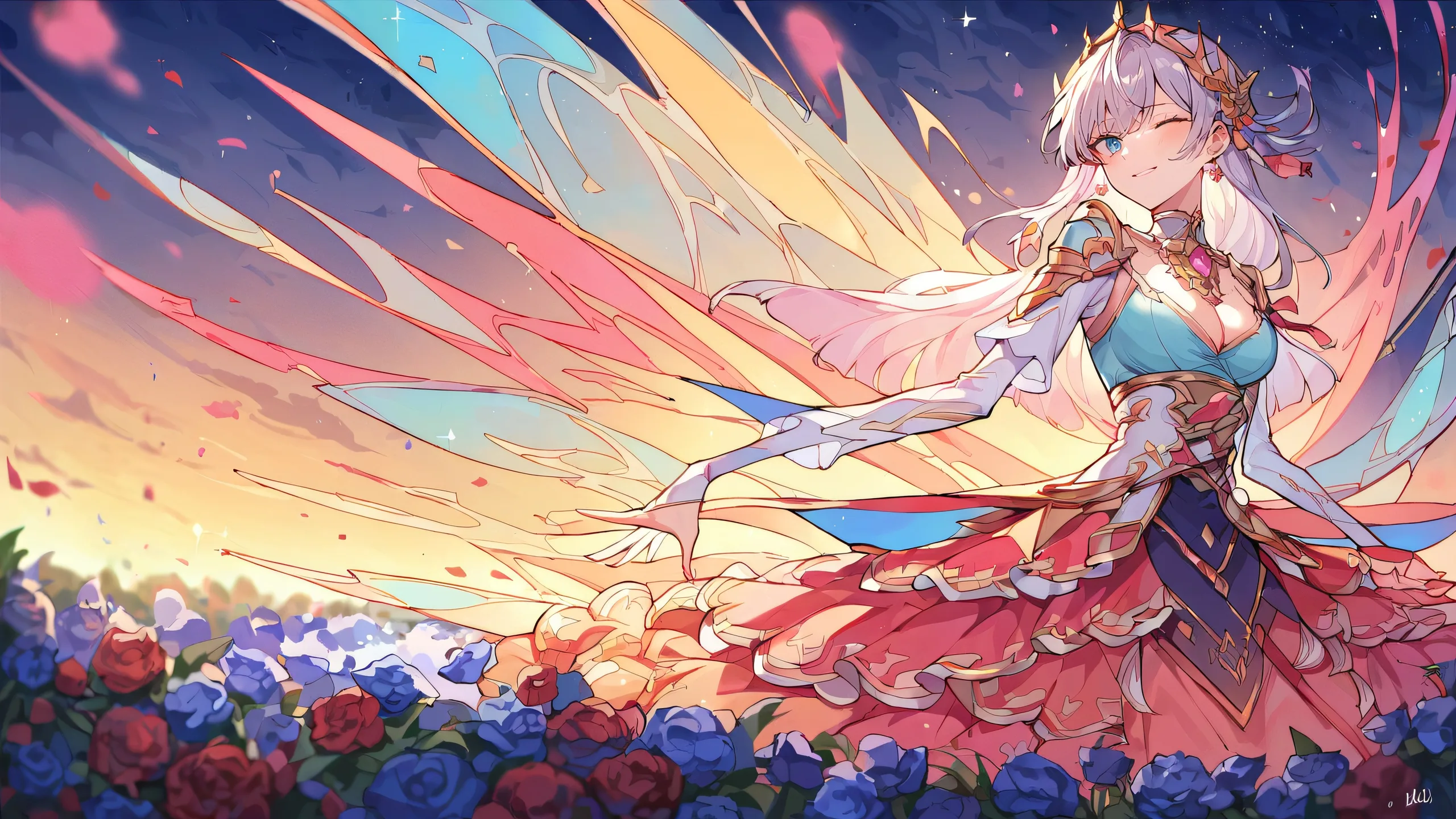 A perfectly clean vast pure void on a Desktop/PC with extreme depth of field, featuring stunning anime illustration, masterpiece, best quality, highly detailed 8k resolution, 16:9 aspect ratio, bright and airy ethereal lighting, beautiful sky, colorful, vivid Girls anime scene.