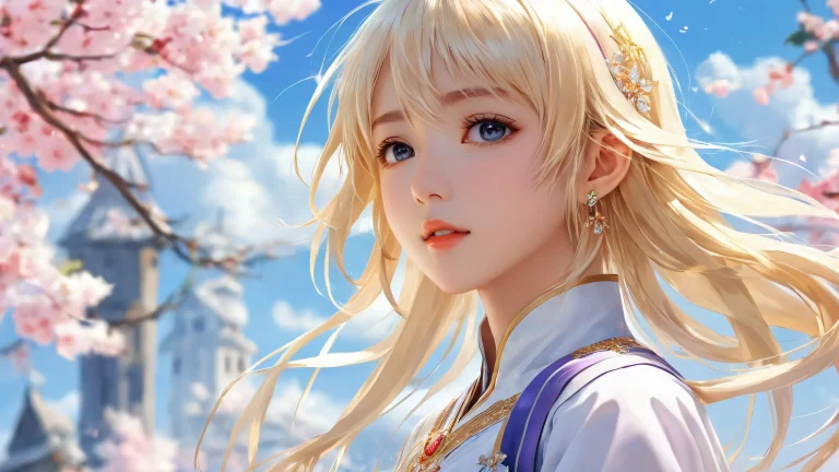 Anime girl in a vast, pure void with ethereal lighting and ray-traced reflections for desktop use on PC or mac.